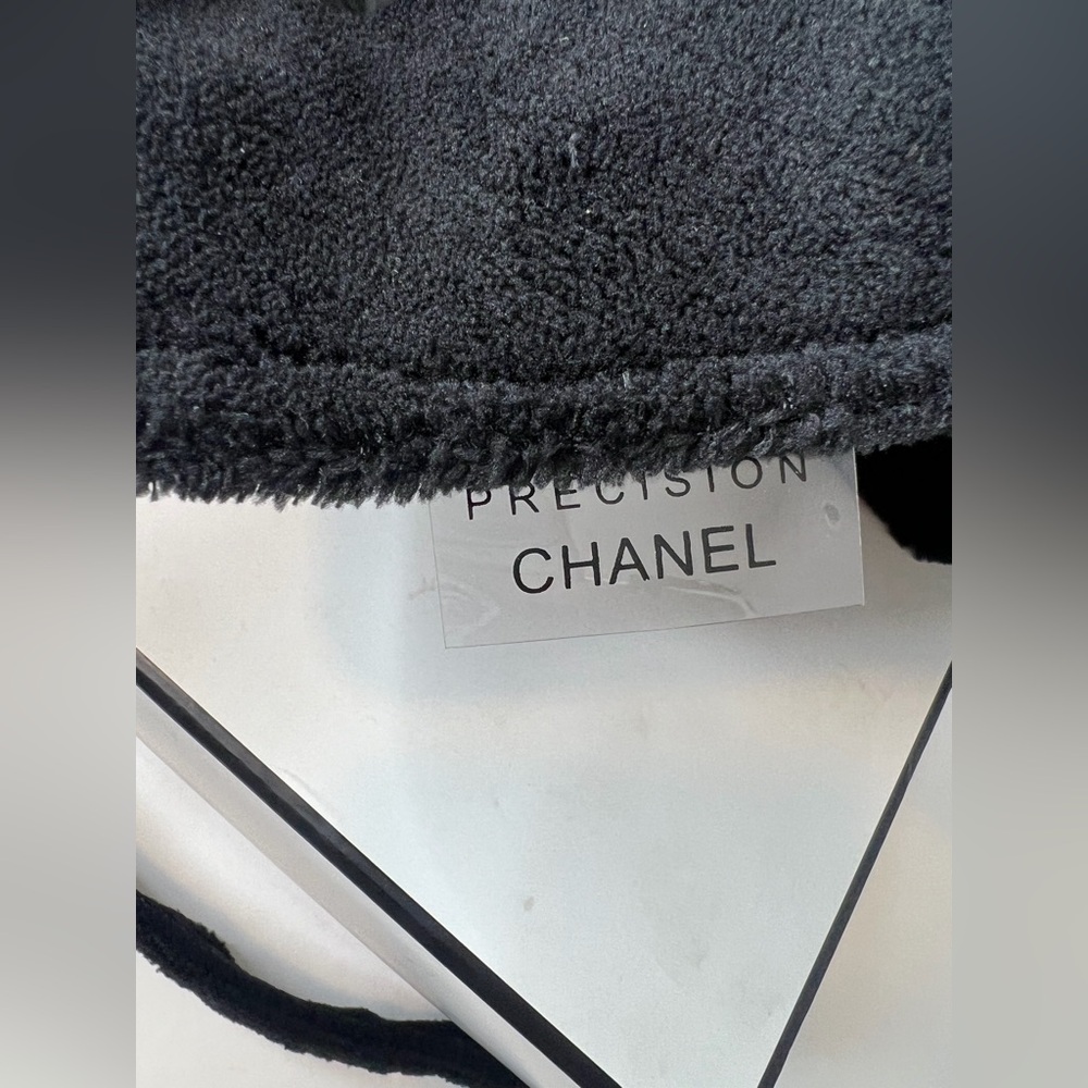 Chanel Makeup Bag crossbody purse velour flap CC black white terry precision - Picture 3 of 9